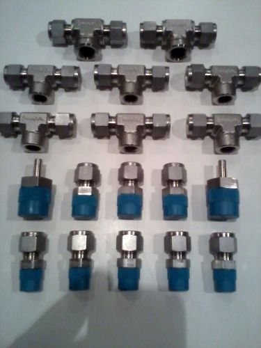 Brand new! 18 pc. lot of swagelok stainless steel fittings (lot #10) for sale