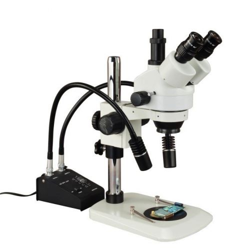 3.5x-90x zoom trinocular stereo microscope+dual gooseneck led+narrow table stand for sale
