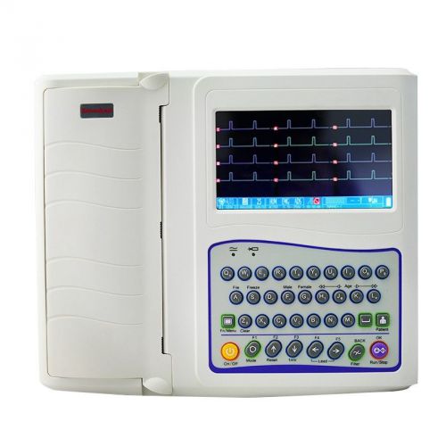 *12 Channel Full Keyboard Color LCD Digital Electrocardiograph ECG EKG 250 Cases