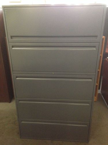 5 drawer lateral size file cabinet by haworth office furniture w/lock&amp;key 36&#034;w for sale