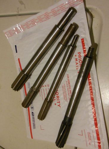 REAMERS, LOT OF 4 LRG SIZE -3 OVER 1&#034; SPIRAL, STRAIGHT ETC CHUCKING LOOK SEE