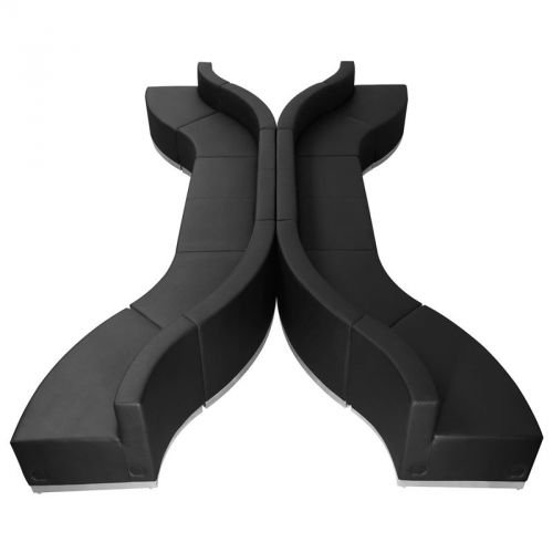 Alon Series Black Leather Reception Set, 10 Pieces (MF-ZB-803-630-SET-BK-GG)