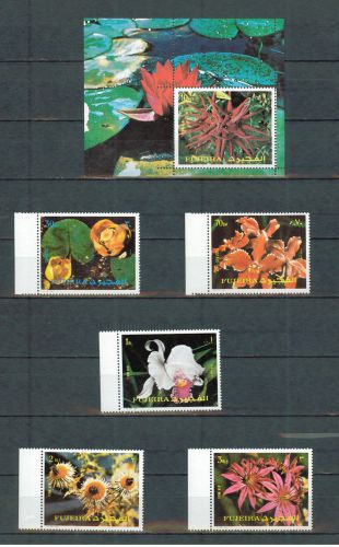 Fujeira &#034;Flowers&#034;  Sheet + 5 stamps MNH