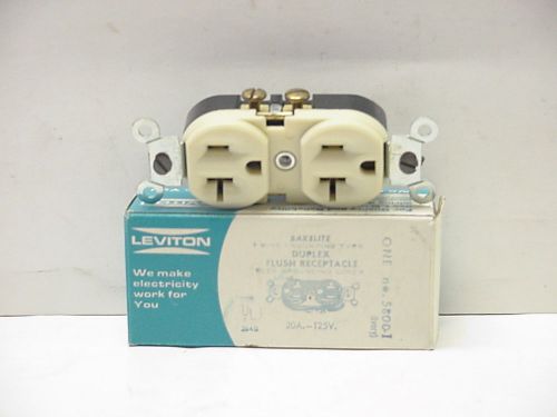 New leviton #5800-i duplex flush ivory receptacle 20a spec grade for sale
