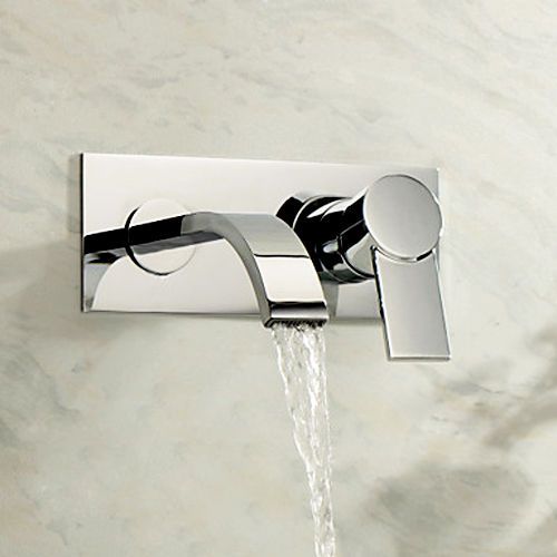 Modern 2 hole wall mount bathroom sink faucet tap in chrome finish free shipping for sale