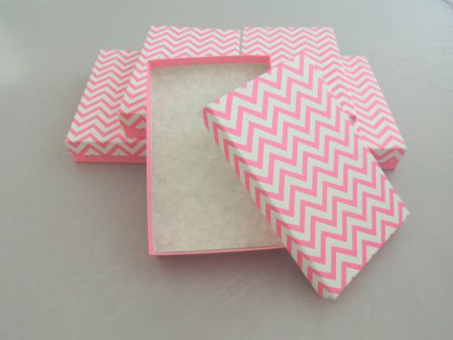 18 new rare -5.5 x3.5 pink chevron cotton lined jewelry/gift presentation boxes for sale