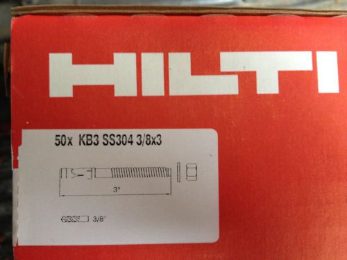 Hilti Kwik Bolt Concrete Wedge Anchors 3/8 x 3 box of 50    304 Stainless Steel