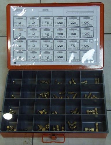 Brass compression fittings assortment - 100 pcs w/case &amp; 24 compartment insert for sale