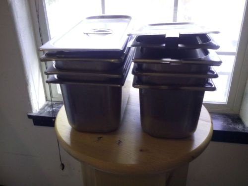 **LOOK HERE**Lot of 6~1/3 size Stainless Steel Steam Table Inserts with LIDS