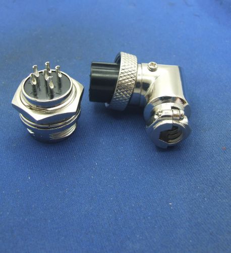 2 set GX16mm 6-Pin Right Angle Aviation Plug Male &amp; Female Wire Panel Connector