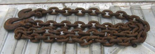 forged steel chain 7 1/2 ft  with hooks heavy duty equipment logging towing