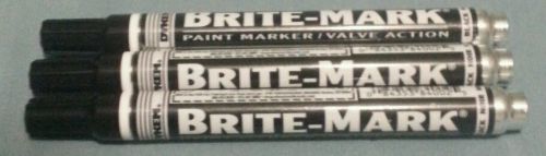 QTY-3 DYKEM BRITE-MARK, BLACK PAINT MARKERS/VALVE ACTION - FREE SHIPPING
