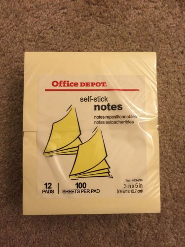 Post-it Self-Stick Notes Office Depot, 3x5 inches 12 Pads, 100 sheets per pad