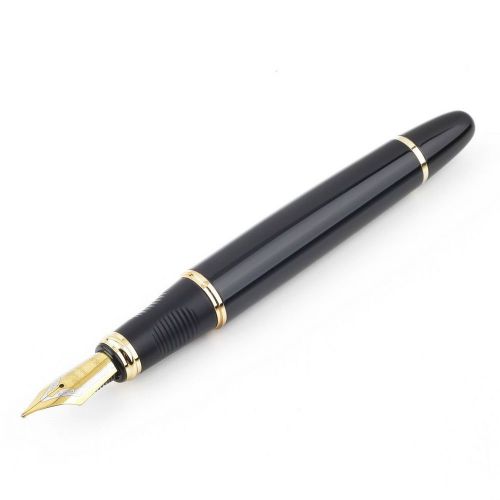 Jinhao X450 Medium Nib Pens Fountain Pen Luxury Black Gold Trim Stainless 2015