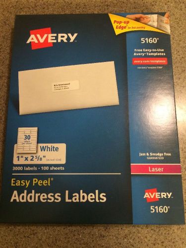 QTY 4 Avery Easy Peel 5160 Laser,Address Labels, 1&#034; x2-5/8&#034;, 3000/BX White=12000