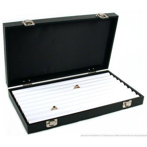 White Faux Leather Ring Display Tray Travel Case
