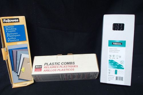 LOT OF 3 BOXES OF PLASTIC BINDING COMBS 1/4 3/8 IBICO FELLOWES