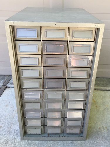 Vintage Addressograph Industrial Metal 30 Drawer Storage Cabinet