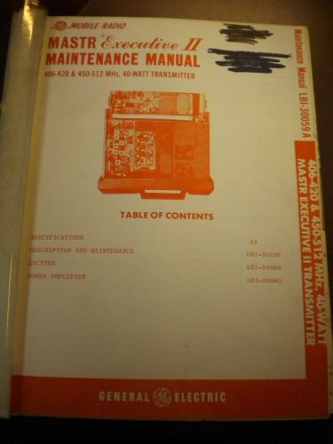 GE MASTR Executive II Maintenance Manual LBI-30059A