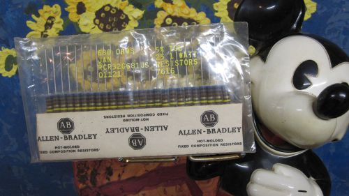 25 Allen Bradley Carbon Comp Resistors  680 ohms  1 Watt  5%