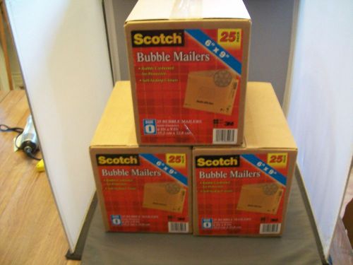 Three Scotch Brand 25 Pack 6x9&#034; Bubble Mailers