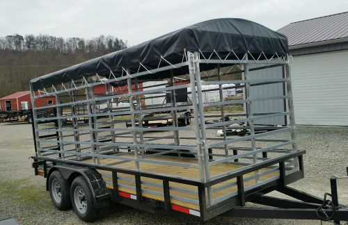 Cattle-Rack Trailer Tarp ~Amish Made ~Black Top fits 16 Foot Trailer.