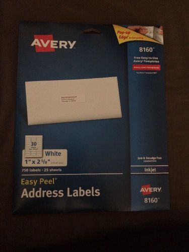 Avery 8160 Injet Address Labels 1&#034; X 2 5/8&#034; White 750 Count