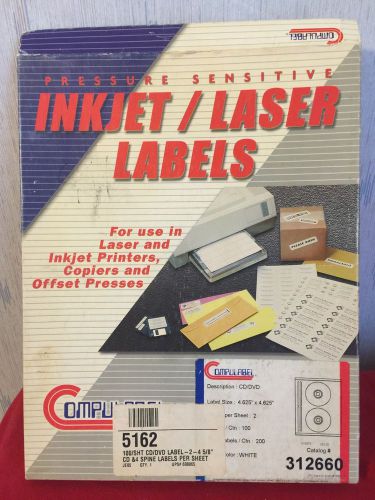Compulabel Inkjet Laser Labels For CD/DVD Open Box Label Size 4.625&#034; X 4.625&#034;