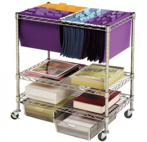 Seville Classic Chrome Letter Office Legal File Storage Cart And Organizer NEW
