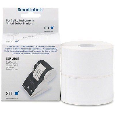 Seiko SLP-2RLE Inst Self-Adhesive Address Labels- 1-1/2 X 3-1/2- White- 520/Box