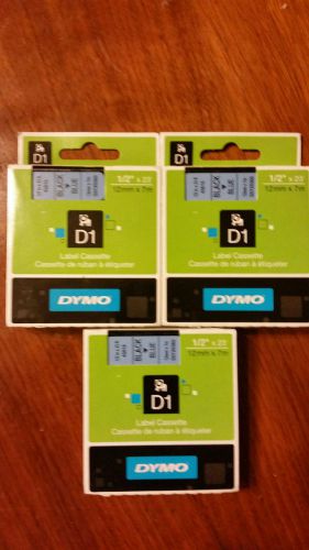 3PK Black on Blue Label Tape For DYMO D1 45016 1/2 X 23&#039; S0720530 Label Manager