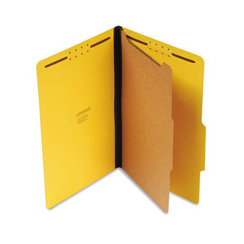 Universal Pressboard Classification Folders, Legal, Four-Section, Yellow, 10/Box