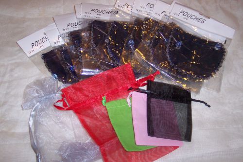 BLUE MESH + ASSORTED GIFT WEDDING FAVOR JEWELRY POUCHES SET OF 24-NIP!