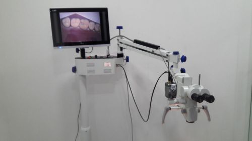 Table Mount 3 Step Dental Microscope with Camera &amp; Monitor