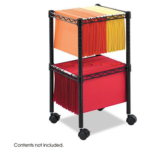 NEW! Safco Two-Tier Compact Steel Wire Black Mobile File Cart Rack (SAF5221BL)
