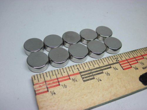 10 large neodymium n30 disk magnets. super strong rare earth 1/2&#034; x 3/16&#034; for sale