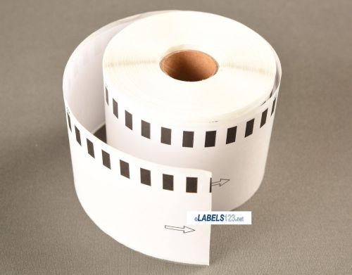 6 Rolls Brother DK2205 Continuous Strong Adhesive Label 2-3/7&#034; X 100&#039;