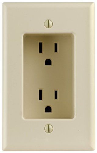 Leviton 689-I 15 Amp 1-Gang Recessed Duplex Receptacle, Residential Grade, with