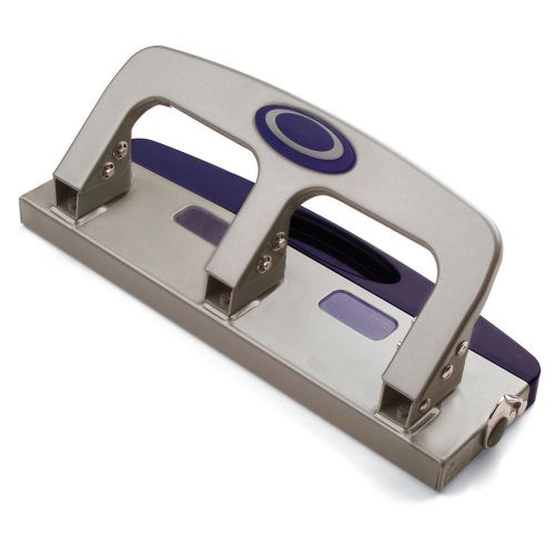 OIC® Deluxe Medium Duty 3-Hole Punch w/Drawer, Silver/Navy, 20-sheets (90102)