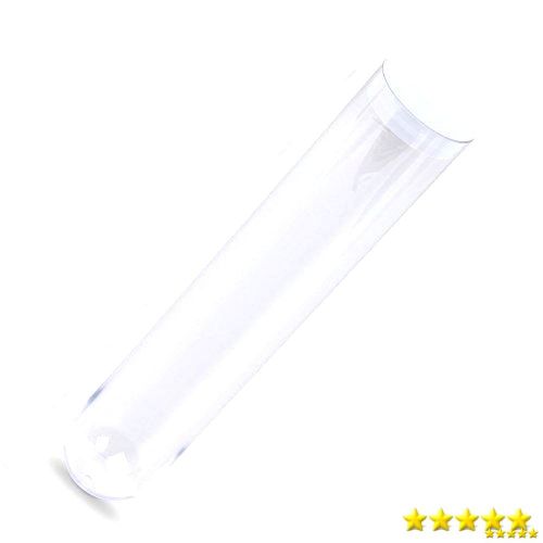 40x197mm PS Test Tube, Round Bottom, With 40mm Plastic Cap, Natural Pack 5 , New