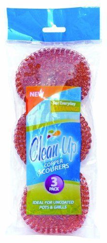 Clean Up Copper Scourers in Poly Bag, 3-Pack