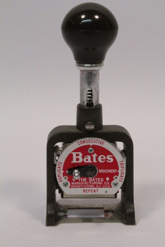 Vintage Bates Numbering Machine 6 Wheel Style E Mechanical Industrial Stamper
