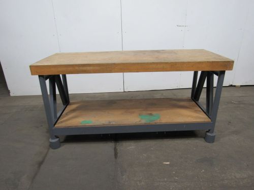 81&#034;x31&#034; vintage industrial butcherblock steel work assembly test table bench for sale