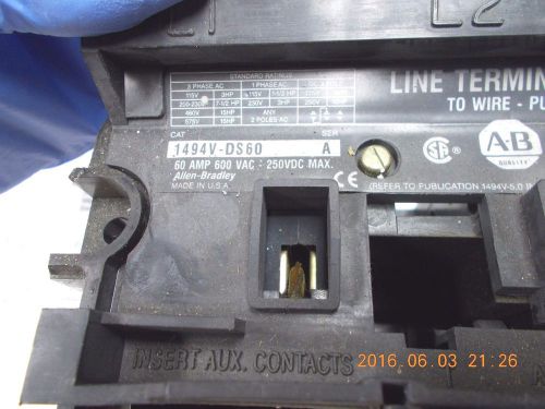 AB/Allen Bradley 1494V-DS60 Disconnect Switch SER A