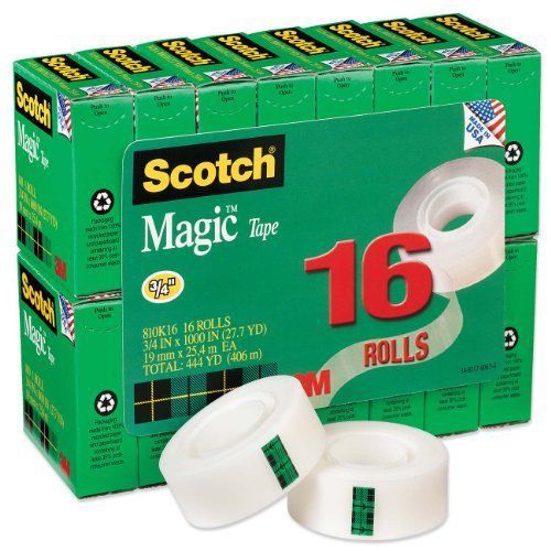 Scotch Magic Tape, 3/4 x 1000 Inches, Boxed, 16 Rolls 810K16