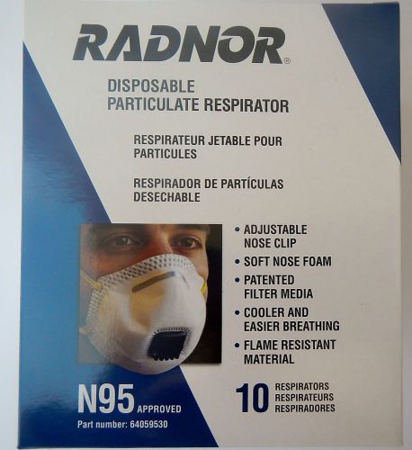 Radnor 64059530 n95 flame resistant particulate respirator w/ exhalation valve for sale