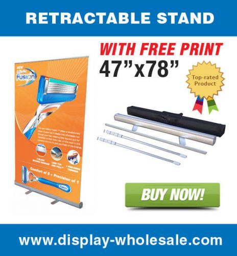 47&#034; retractable roll up banner stands + vinyl print for sale