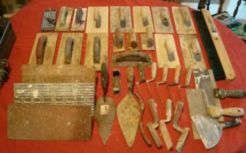 36 Lot concrete cement hand finish masonry tools Trowels edgers brush tiger claw