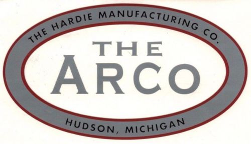The Arco Decal 6 x 3 1/4 Hardie Manufacturing Hudson Michigan Gas Engine Motor