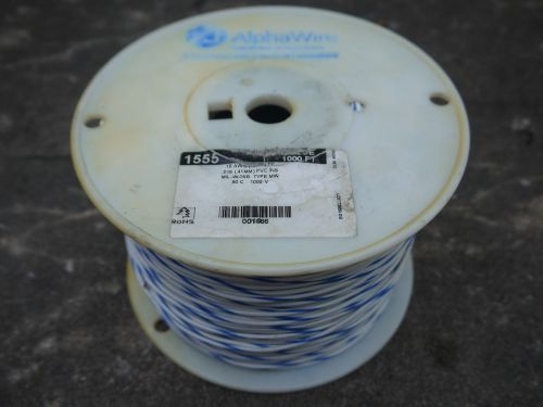 Alphawire 1555 BLUE / WHITE 1000ft 1000V 18 AWG Strand 16/30 PVC MIL-W-76B MW